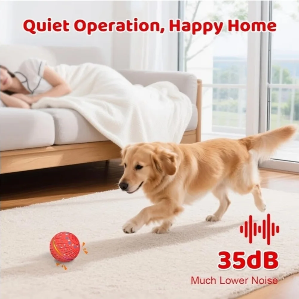 Interactive Dog Toys Ball - Smart Moving Bouncing Dog Ball with Colorful Lights